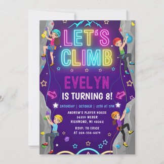 Personal Girl Rock Climbing Birthday Invitation Einladung