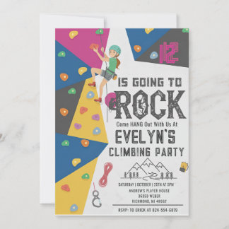 Personal Girl Rock Climbing Birthday Invitation Einladung