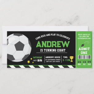 Personal Green moderne Fußball Ticket Geburtstag Einladung