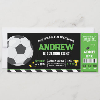 Personal Green moderne Fußball Ticket Geburtstag Einladung