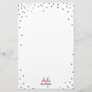 PERSONAL HINWEIS niedlicher Spaß polka dot silber Briefpapier