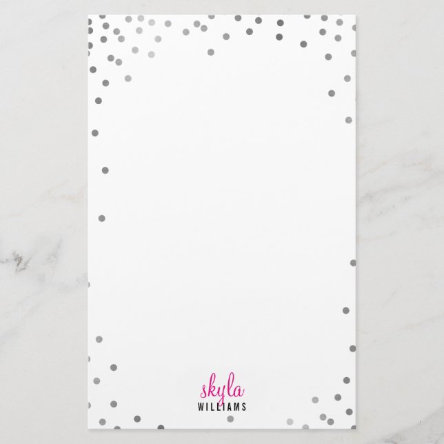 PERSONAL HINWEIS niedlicher Spaß polka dot silber  Briefpapier (Vorderseite)