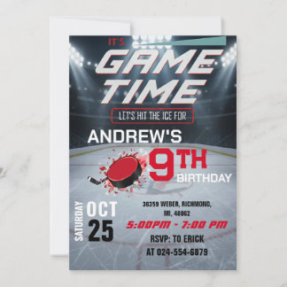 Personal Hockey Birthday with photo Invitation Einladung