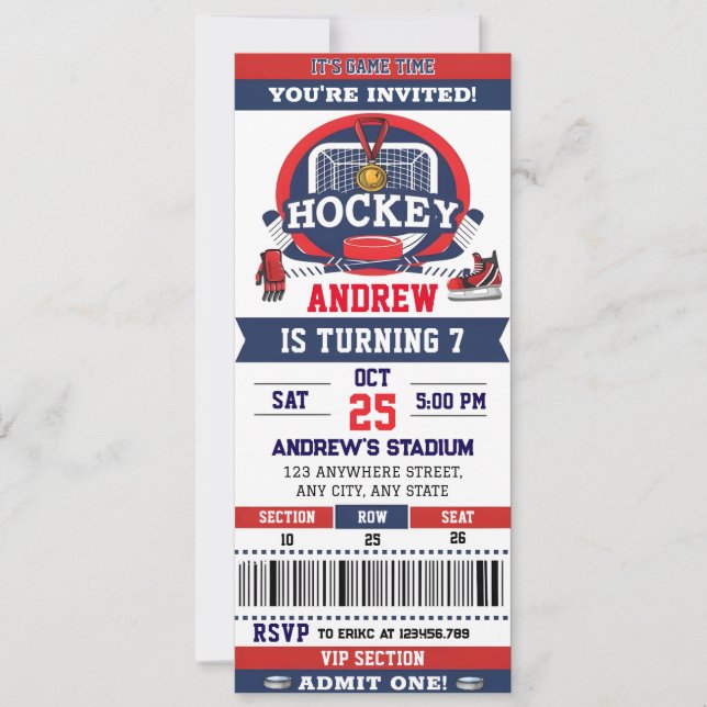 Personal Hockey Game Ticket Geburtstagsparty Einladung (Vorderseite)
