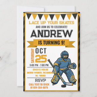 Personal Hockey Skating Birthday Invitation Einladung