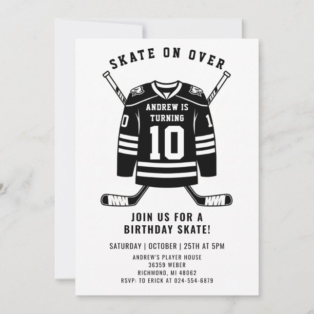 Personal Hockey Theme Birthday Party Invitation Einladung (Vorderseite)
