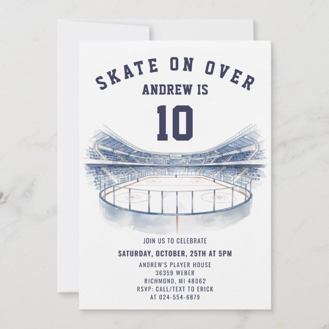 Personal Hockey Theme Birthday Party Invitation Einladung (Vorderseite)