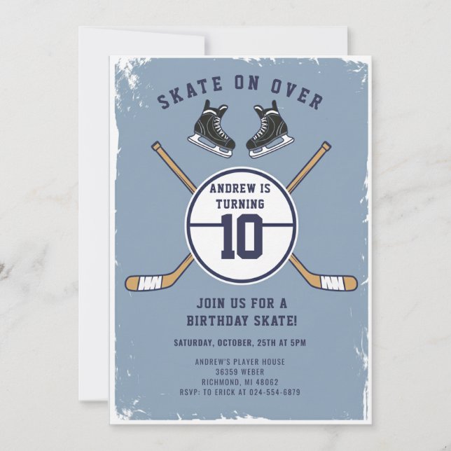 Personal Hockey Theme Birthday Party Invitation Einladung (Vorderseite)