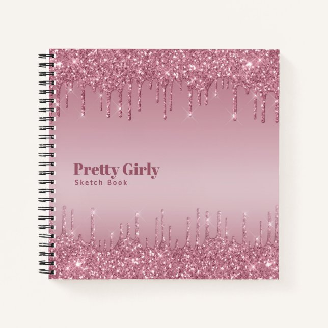 Personal Hübsch Girly Rosegold Driving Glitzer Notizbuch (Vorderseite)