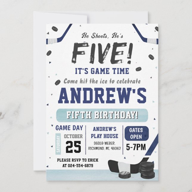 Personal Ice Hockey Birthday Invitation Einladung (Vorderseite)