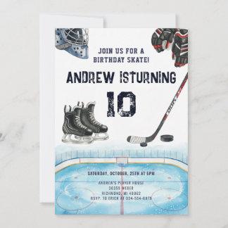 Personal Ice Hockey Birthday Party Invitation Einladung