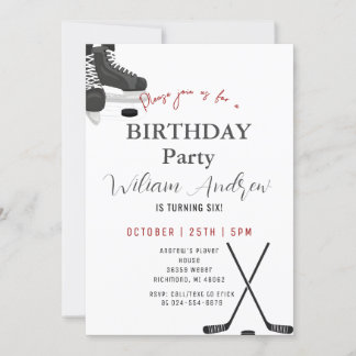 Personal Minimalistic Hockey Geburtstagsparty Einladung