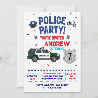 Personal Modern Kids' Police Birthday Invitation Einladung