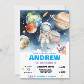 Personal Modern Space Astronaut zum Geburtstag Einladung