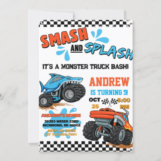 Personal Monster Truck Boy Birthday Invitation Einladung