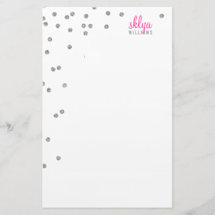 PERSONAL NOTE polka dot confetti silber Glitzer Briefpapier