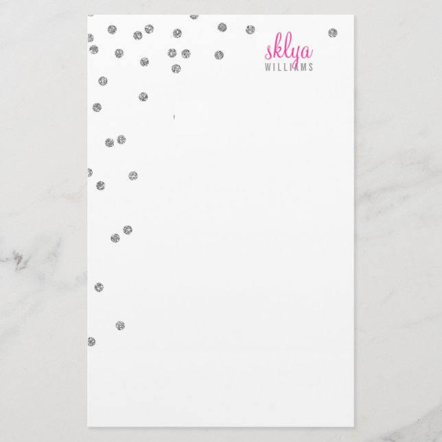 PERSONAL NOTE polka dot confetti silber Glitzer Briefpapier (Vorderseite)