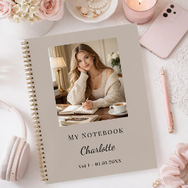 Personal Photo Mocha Taupe Script Journal Notizbuch