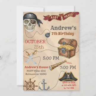 Personal Pirate Birthday Party Invitation Card Einladung