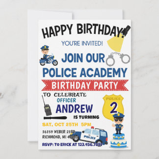 Personal Police Cop Party birthday invitation Einladung