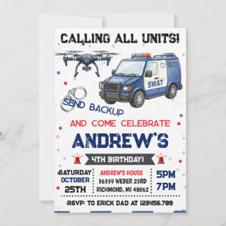 Personal Police Officer Birthday party Einladung