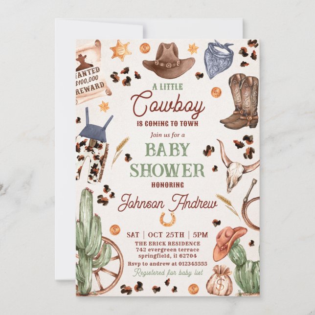 Personal Ranch CowBoy Baby Shower Einladung (Vorderseite)