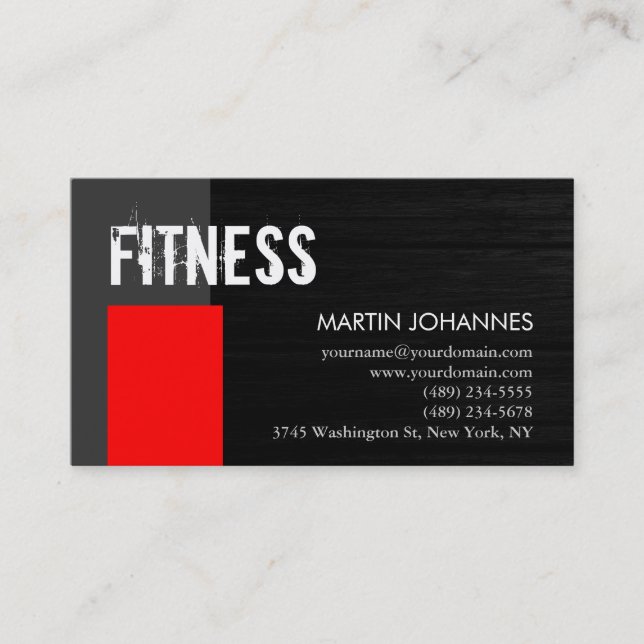Personal Red Gray Business Card für den Holzhinter Visitenkarte (Vorderseite)