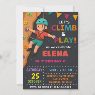 Personal Rock Climbing Birthday Party Invitation Einladung
