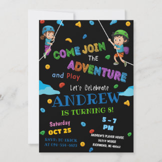 Personal Rock Climbing Birthday Party Invitation Einladung