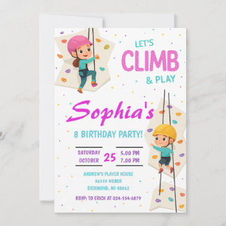 Personal Rock Climbing Birthday Party Invitation Einladung
