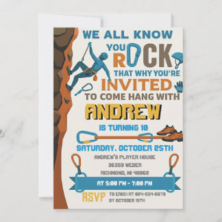 Personal Rock Climbing Birthday Party Invitation Einladung