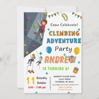 Personal Rock Climbing Birthday Party Invitation Einladung
