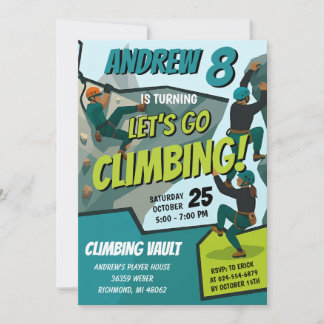 Personal Rock Climbing Birthday Party Invitation Einladung