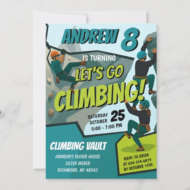 Personal Rock Climbing Birthday Party Invitation Einladung (Vorderseite)