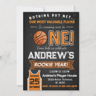 Personal Rookie Year First Birthday Basketball Einladung