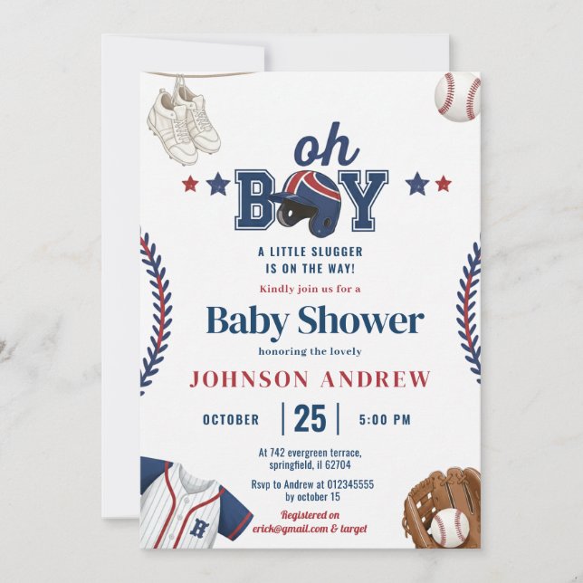 Personal Simple Baseball Little Slugger On The Way Einladung (Vorderseite)