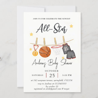 Personal Simple Basketball Baby Dusche Wasserfarbe Einladung