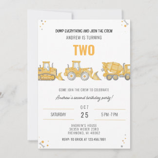 Personal Simple Construction Birthday Party Invita Einladung