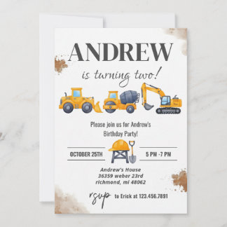 Personal Simple Modern Construction Birthday Einladung