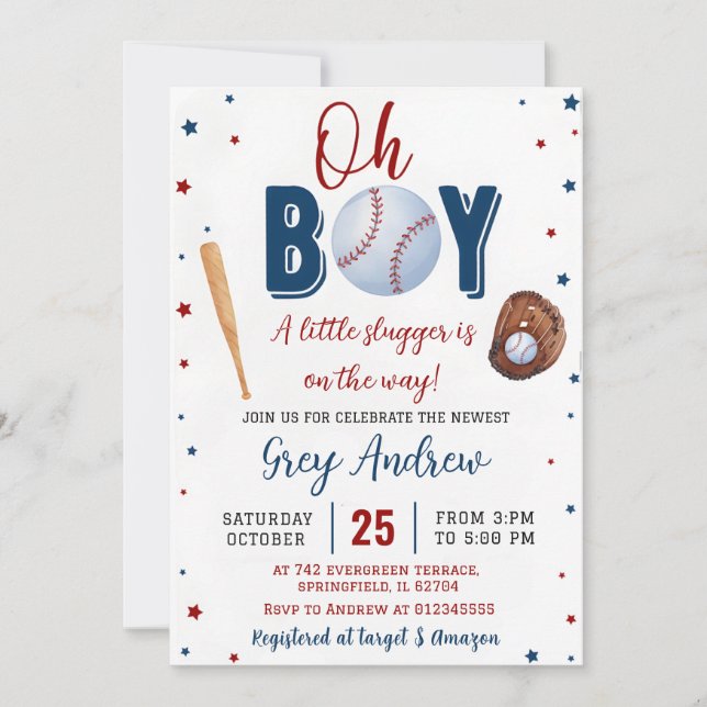 Personal Simple Sports Baby Shower Invitation Einladung (Vorderseite)