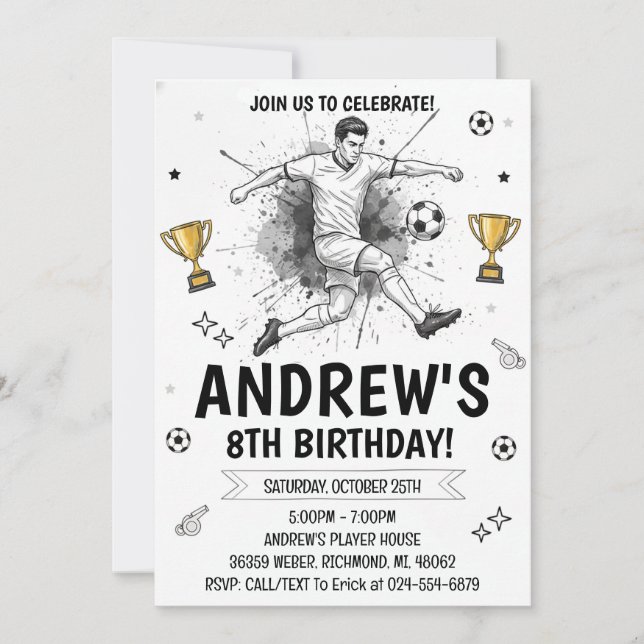 Personal Soccer Birthday Einladung (Vorderseite)