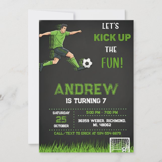 Personal Soccer Birthday Invitation Einladung (Vorderseite)
