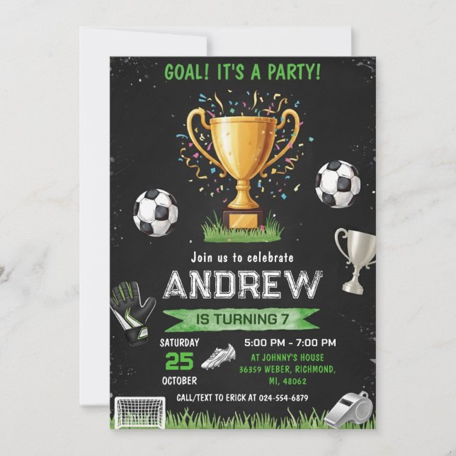 Personal Soccer Birthday Invitation Einladung (Vorderseite)