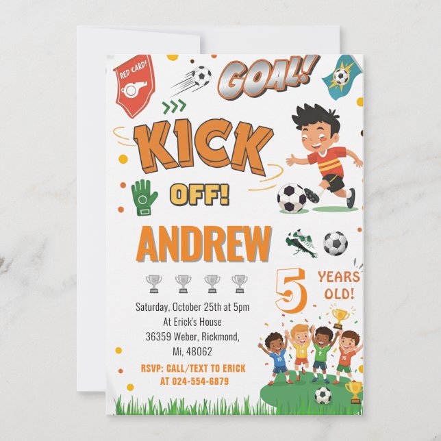 Personal Soccer Birthday Invitation Einladung (Vorderseite)