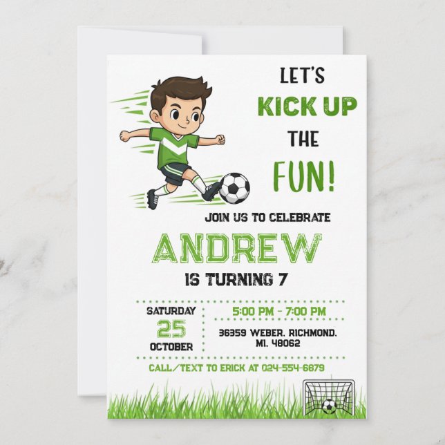 Personal Soccer Birthday Invitation Einladung (Vorderseite)