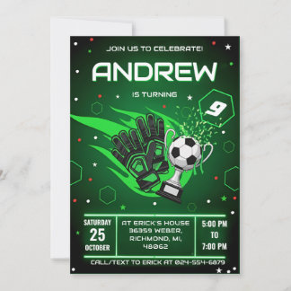 Personal Soccer Birthday Invitation Einladung