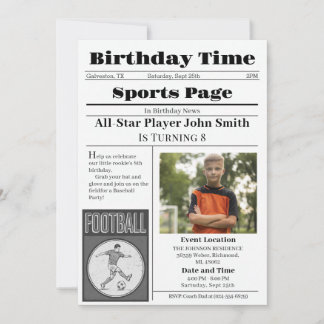 Personal Soccer Birthday Invitation With Photo Einladung