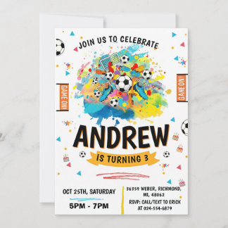 Personal Soccer Birthday Party Einladung