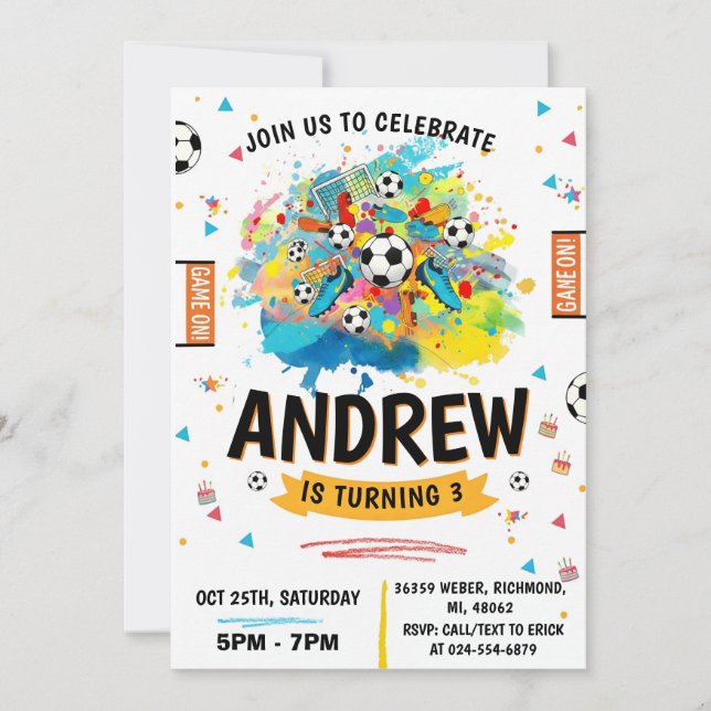 Personal Soccer Birthday Party Einladung (Vorderseite)