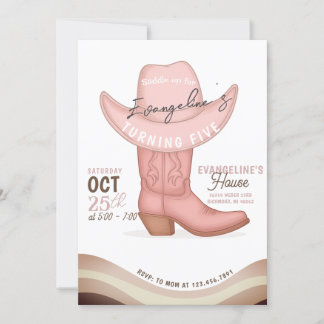 Personal Southwestern Pink Cowgirl Birthday Party Einladung